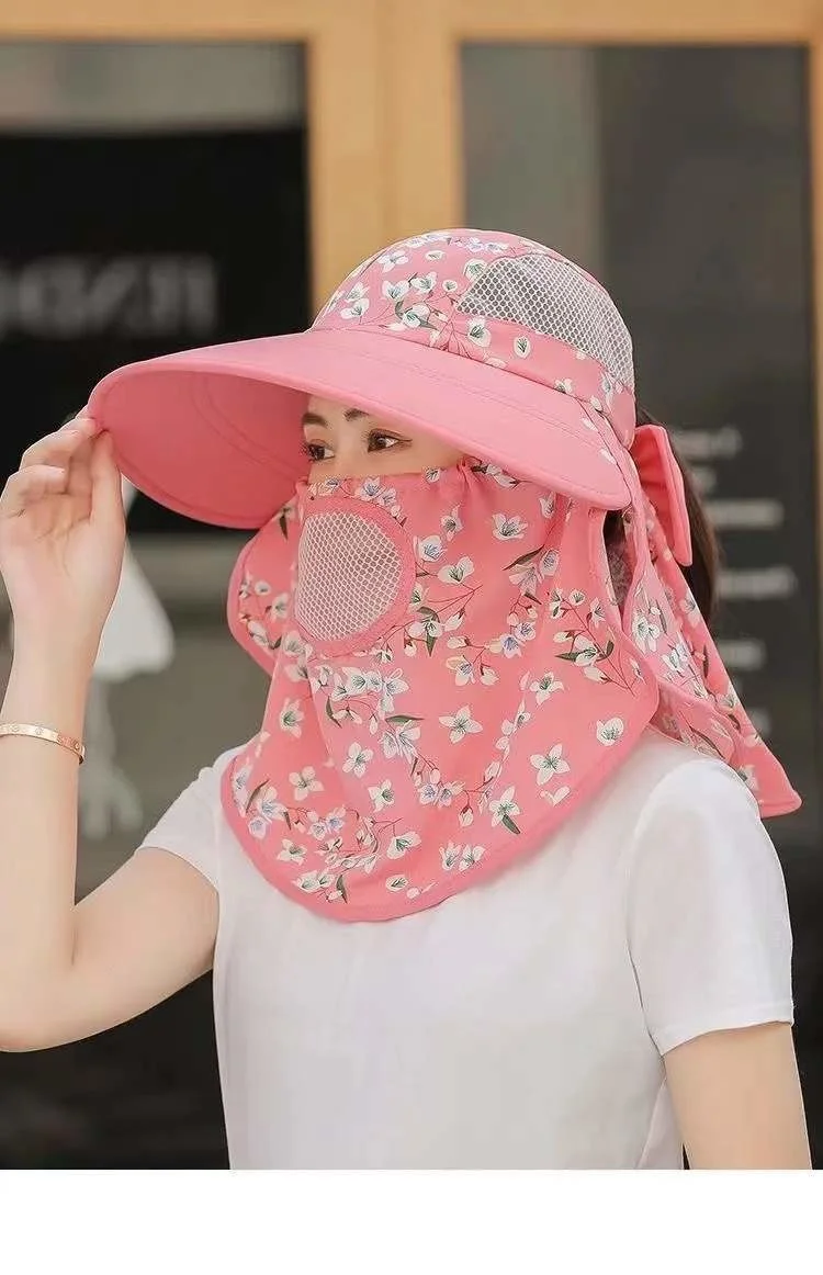 2023 Spring And Summer New Women Tea Picking Hat Sun Shielding Face And Neck Protection Shawl Outdoor Sunshade