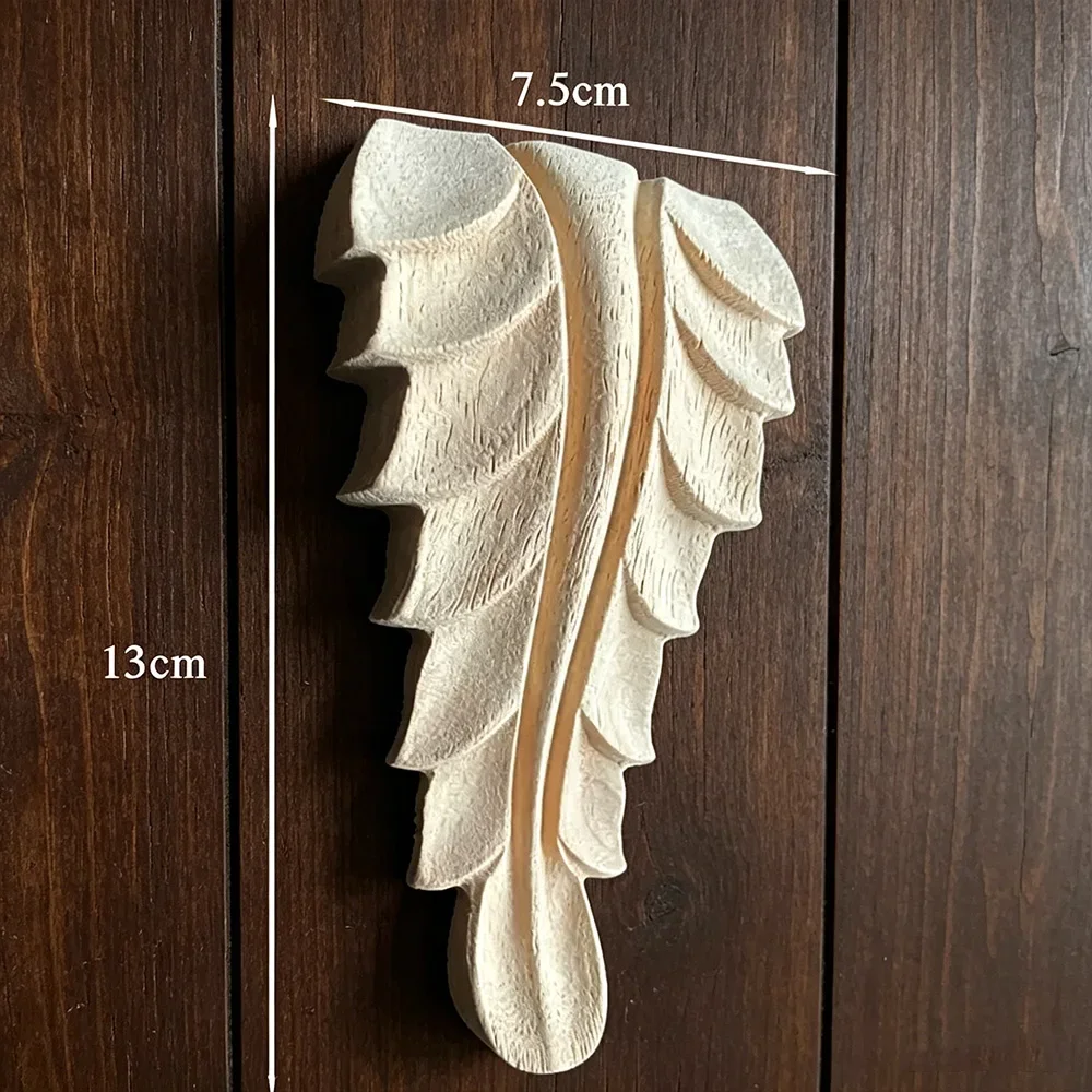 13cm Woodcarving Corner Decal Unpainted Wood Carved Branch Decal Onlay Applique Frame Furniture Cabinet Door Decor Craft
