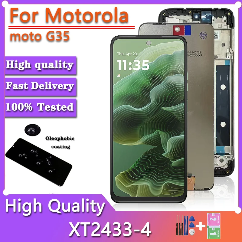 Pantalla LCD de 6,72 pulgadas para Motorola Moto G35 + montaje de digitalizador con Sensor de pantalla táctil de repuesto para Moto G35 XT2433-4 lcd