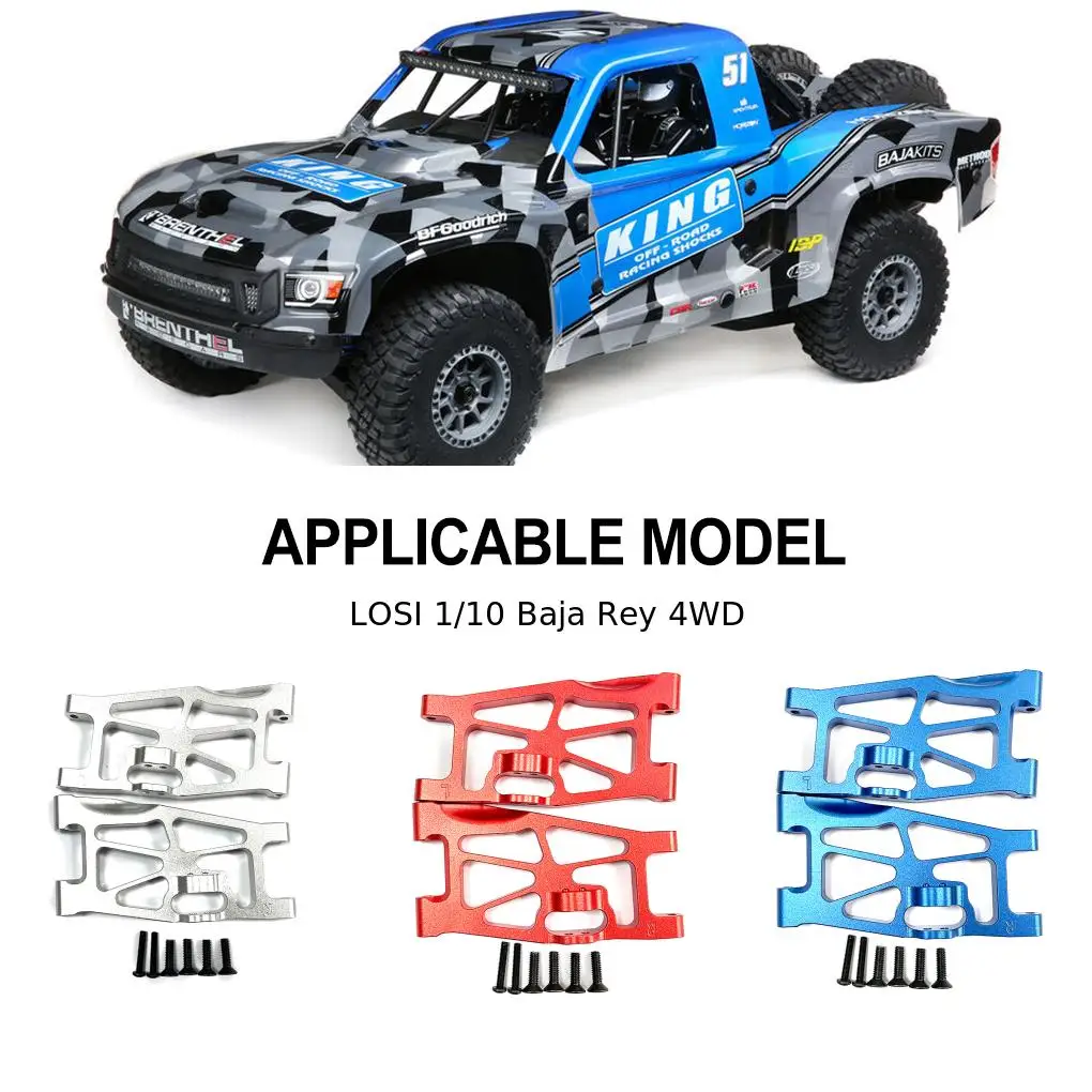 RCGOFOLLOW 1/10 Aluminiumlegierung Verbesserter vorderer unterer Aufhängungsarm Rc vorderer unterer Aufhängungsarm für LOSI Baja Rey 4WD Silber