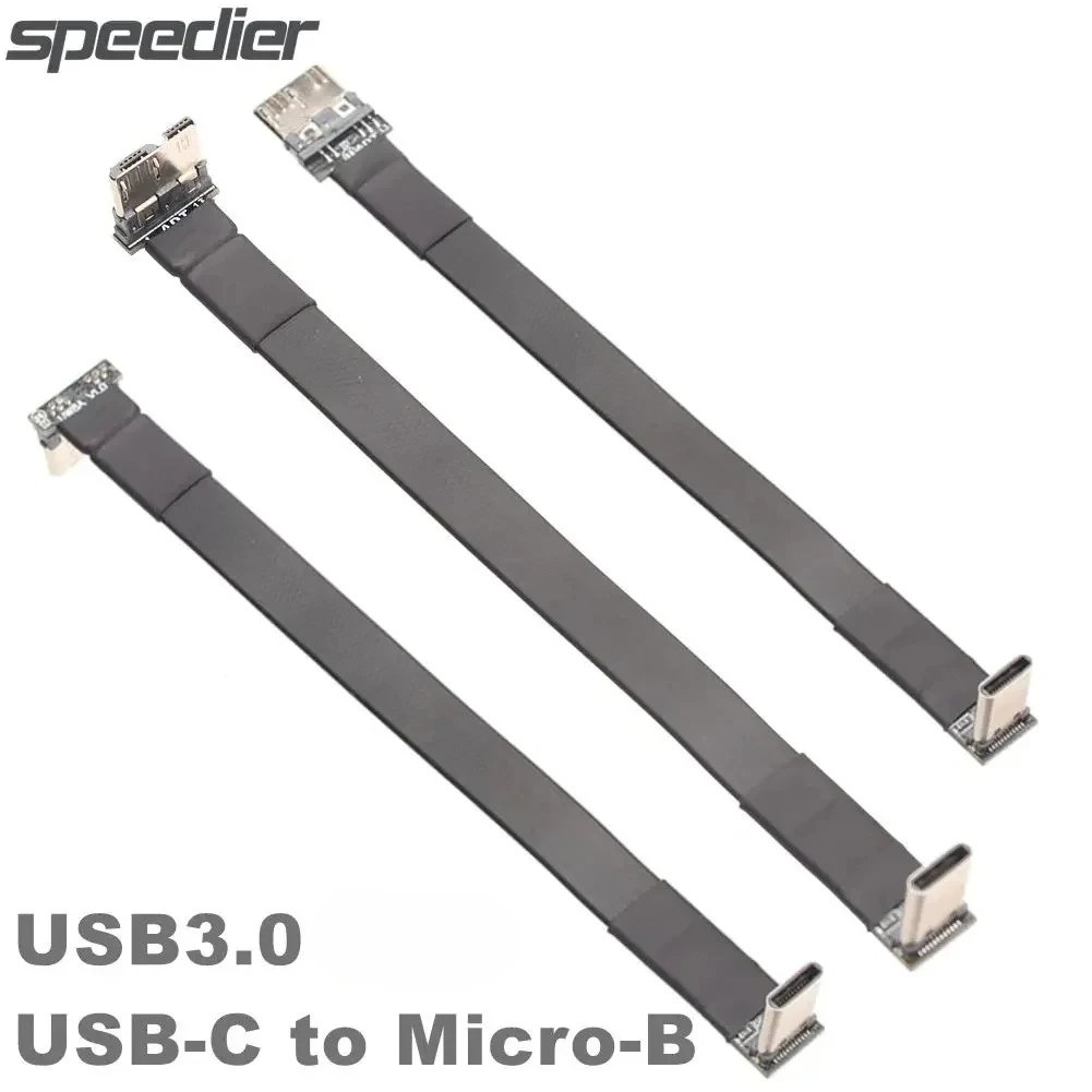 FFC Micro USB 3.0 Type-C FPV Slim Thin Flat Flexible Fast Charging Data Cable 3CM-300CM Up/Down Connector USB-C Micro-B Adapter