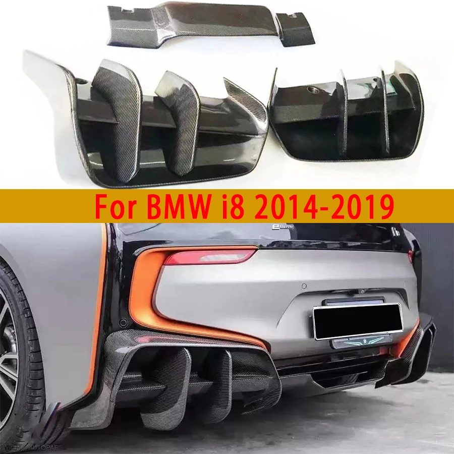 

Задний диффузор для BMW i8 2014-2019 из углеродного волокна, автомобильный диффузор для заднего бампера, задние разветвители, спойлер, задняя губа, автомобильные аксессуары