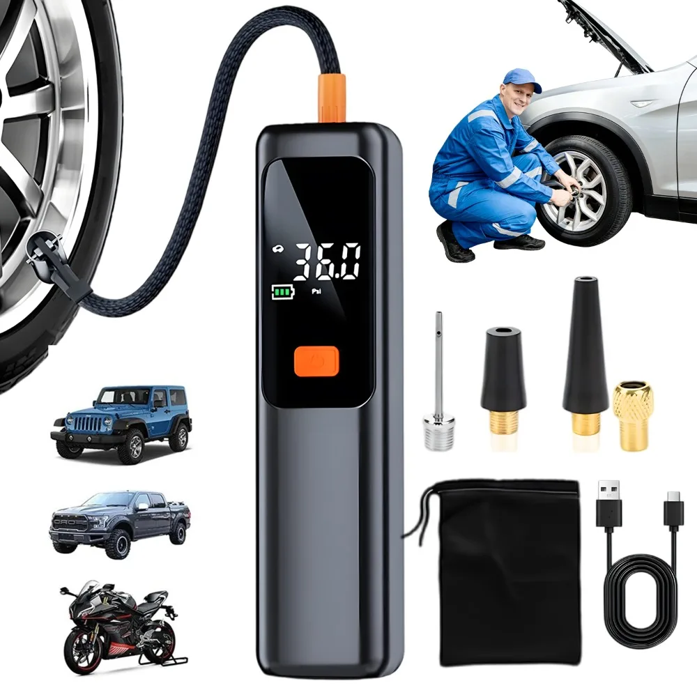 Pompe à air puissante équipée d'un manomètre numérique et d'un tuyau de gonflage flexible. Il gonfle efficacement les pneus de voiture, les pneus de vélo et les ballons de sport pour répondre à vos besoins quotidiens.