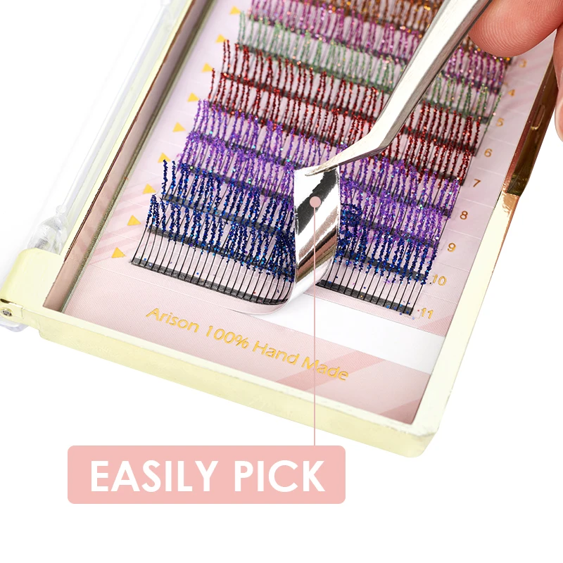 ARISON Mix Color Fashion Glitter Lashes with Diamond Shimmery Individual Eyelashes Extension Shining Festival Colourful Eyelash