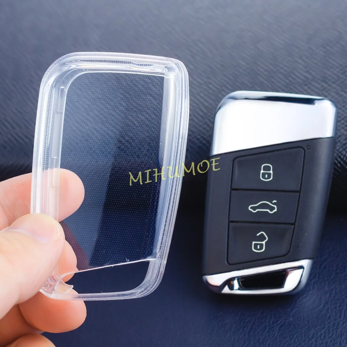 Zwart Transparant Smart Auto Sleutelhanger Case Cover Houder Sleutelhanger Voor Volkswagen Vw Passat (B8) Arteon Atlas Cross Sport Jetta