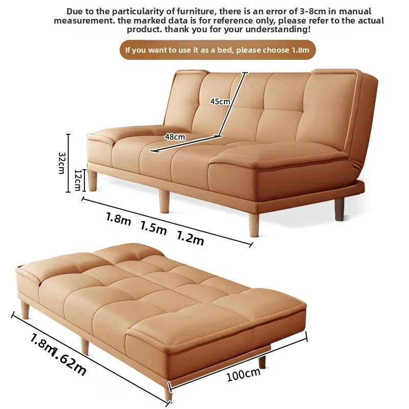 Stable Cat claw leather sofa bed folding dual-purpose small apartment living room bedroom store sofa apartment simple sofa view 3