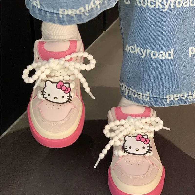 

Hello Kitty Sneakers Women Sanrio Kawaii Anime Student Sports Shoes Cartoon Cute Canvas Shoes Girls Board Shoes Gift for Kids