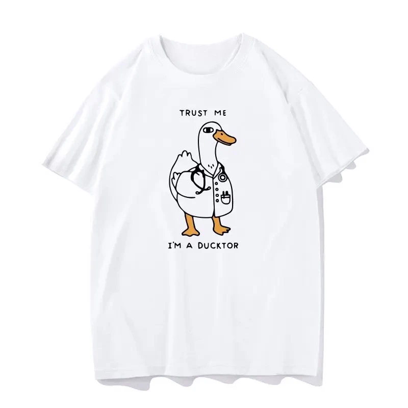 Doctor Duck Goose Cartoon Print Cheap Clothes Men's and Women's Summer Casual Fashionable T-shirt Y2k Trendy Clearance Clothing