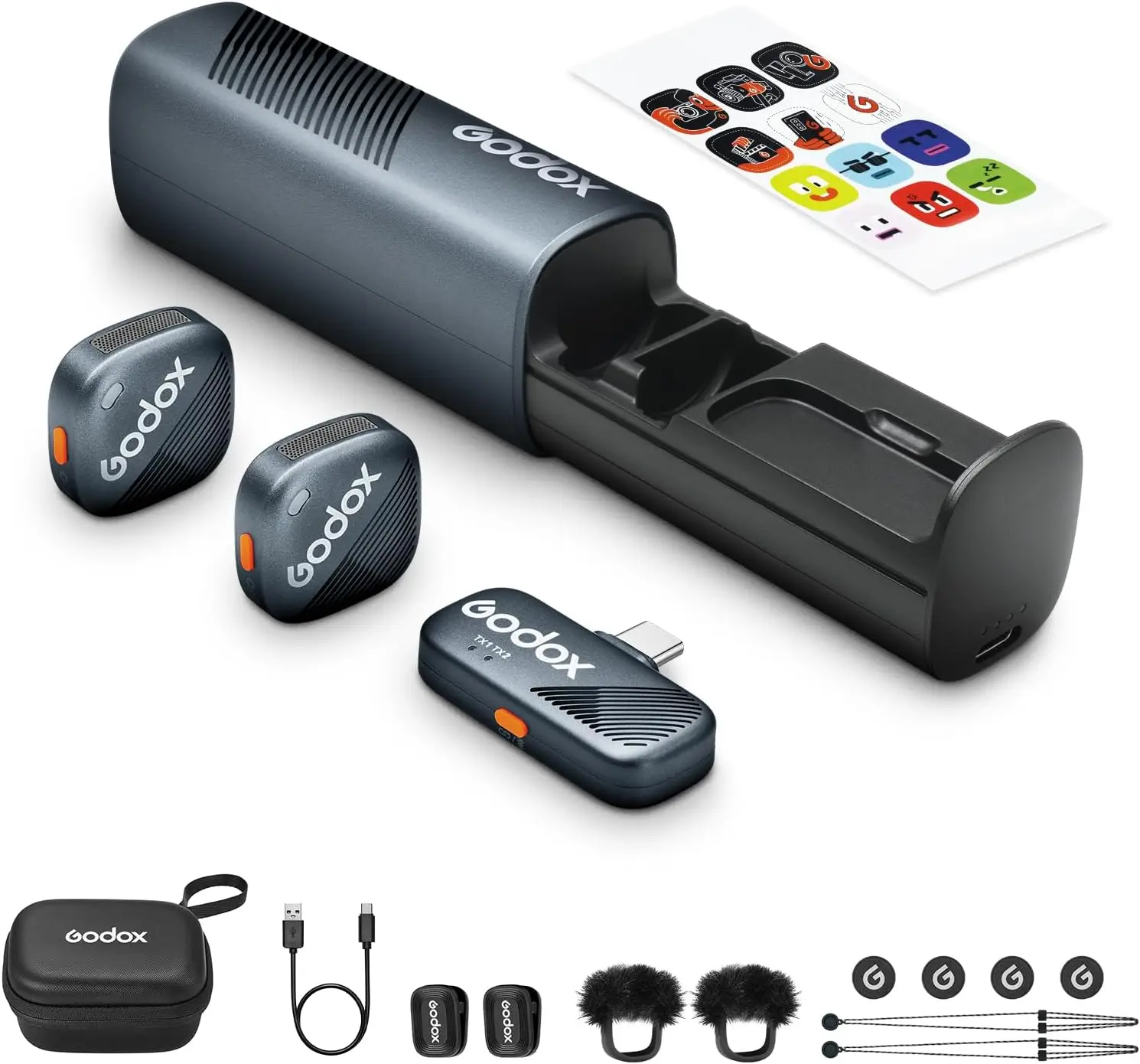 

2.4GHz Wireless Lavalier Microphone System with Noise Cancelling, 48KHz/24bit Hi-Res Audio, 300m Range for Camera/Phone