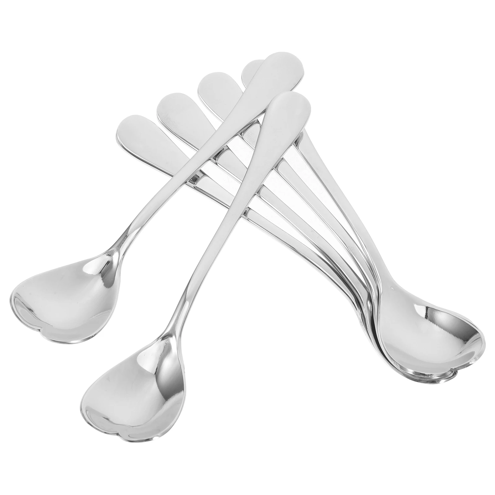

6 PCS Heart-shaped Coffee Spoon Ice Cream Spoons Espresso Mini Honey Dessert Teaspoons Stainless Steel Scooper Cute Kitchen