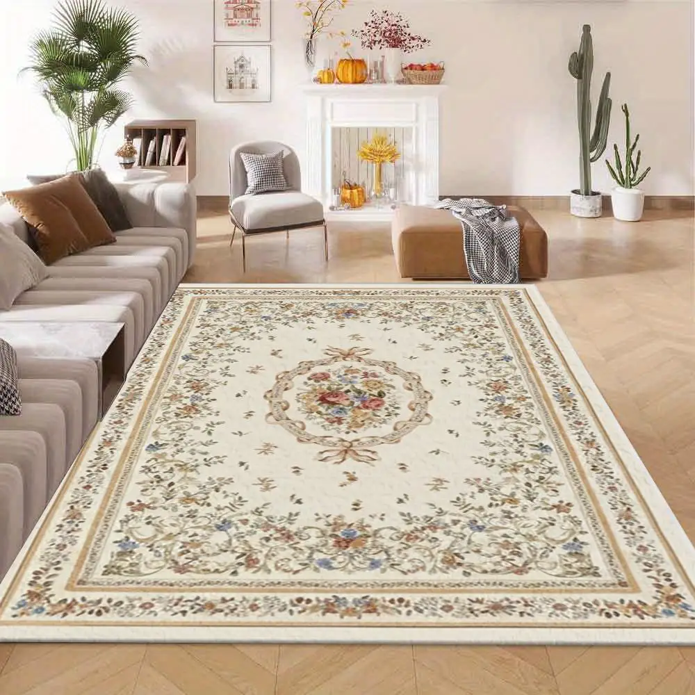 Floral Medallion Vintage Area Rug, Non-Slip Washable Soft Carpet for Living Room Bedroom Home Decor