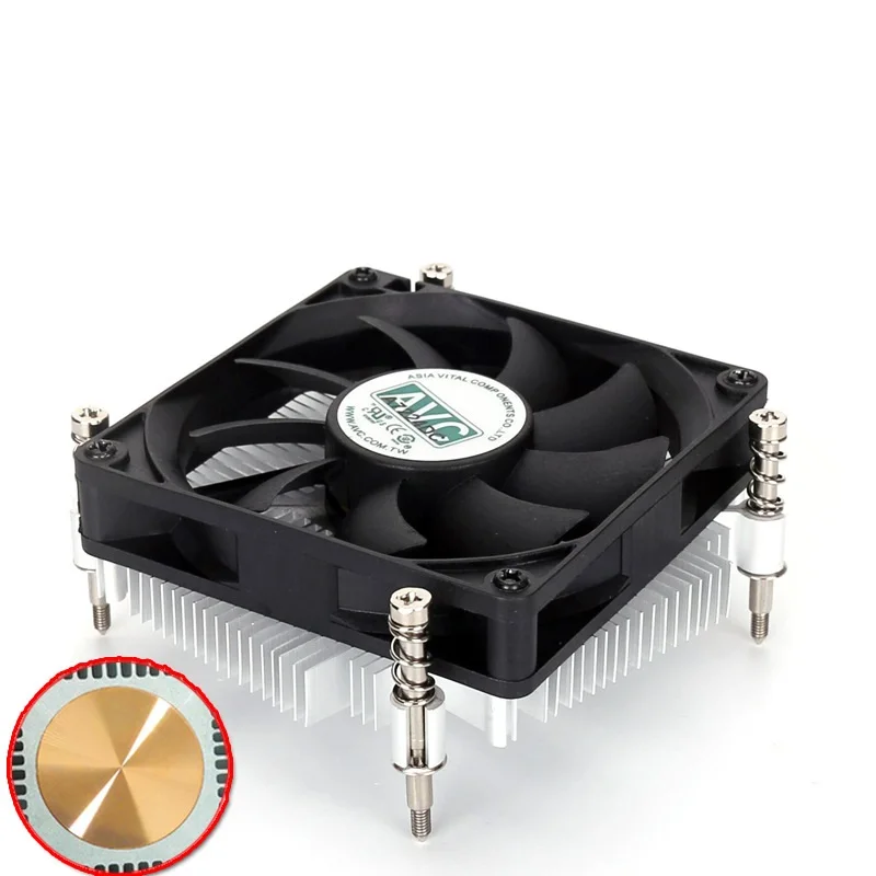 

Ультратонкий процессорный кулер AVC с медным сердечником для HTPC, корпусов 1U и 1150, с 4-проводным контролем температуры и бесшумным вентилятором