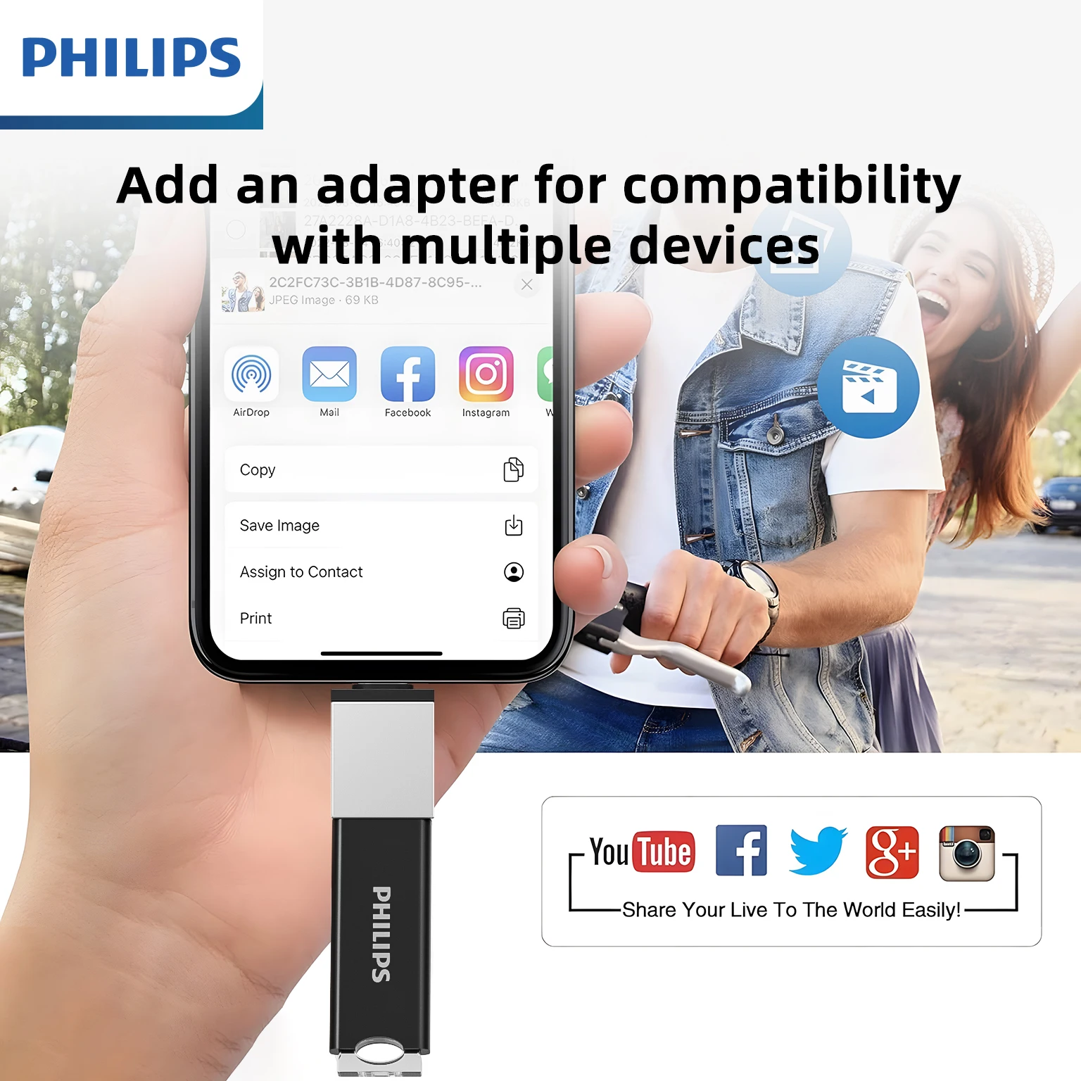 USB-флеш-накопитель PHILIPS USB 2,0, 8-64 Гб