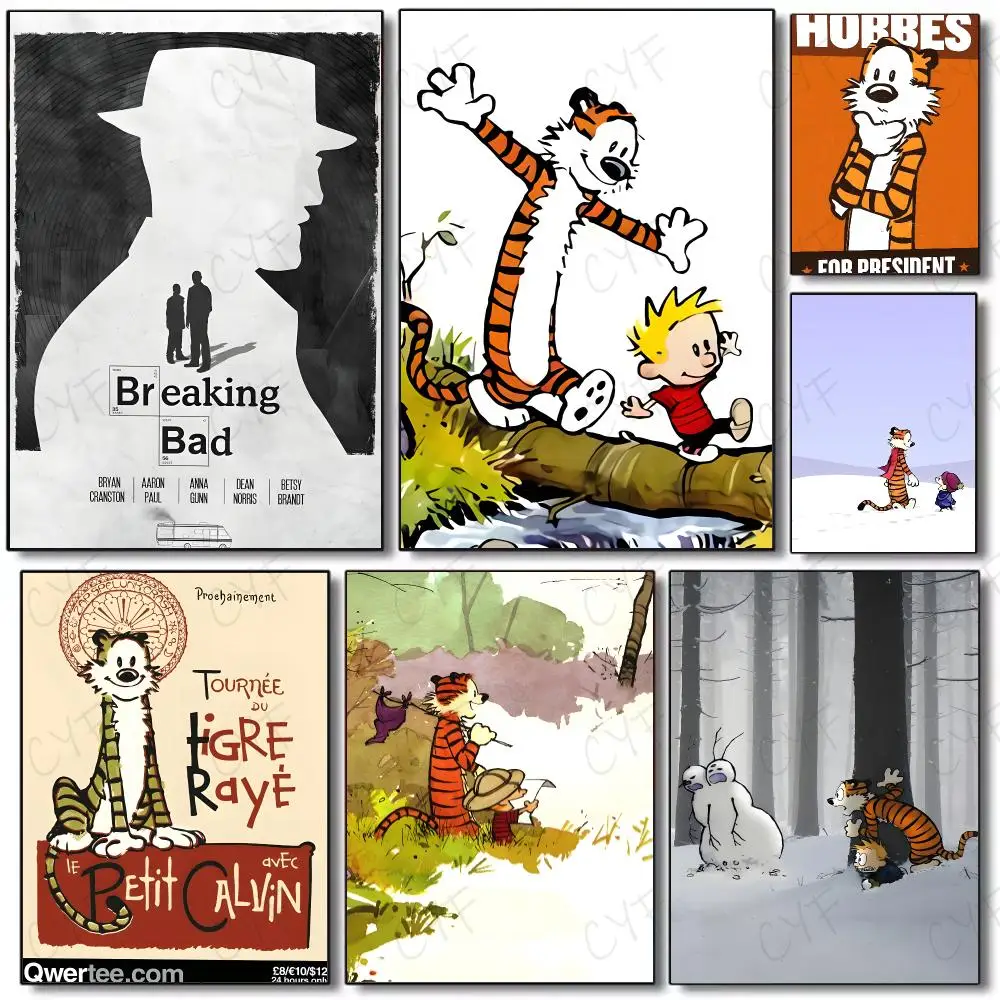 comic strip humor C-Calvin And Hobbes Poster Painting Wall Art Mural for Living Room Home Decor and Gifts