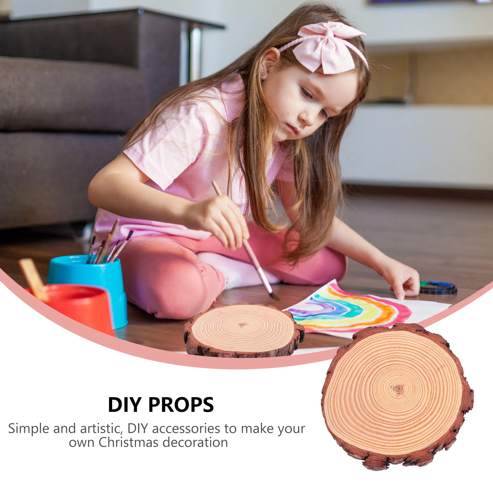 

Round Wood Slices Natural Unfinished Pine Discs Set for DIY Painting Craft Home Decor Christmas Ornament Decorative Wood Slice