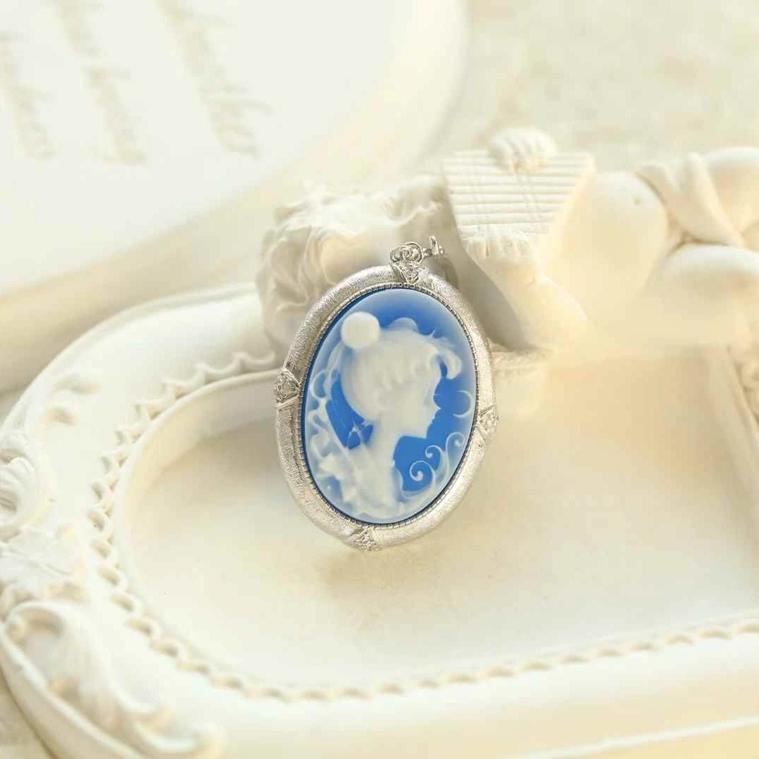 Exquisite Agate Cameo Series Jewelry Set Featuring Relief Cartoon Characters Pure Silver Inlaid Pendant Ring And Earrings Ideal