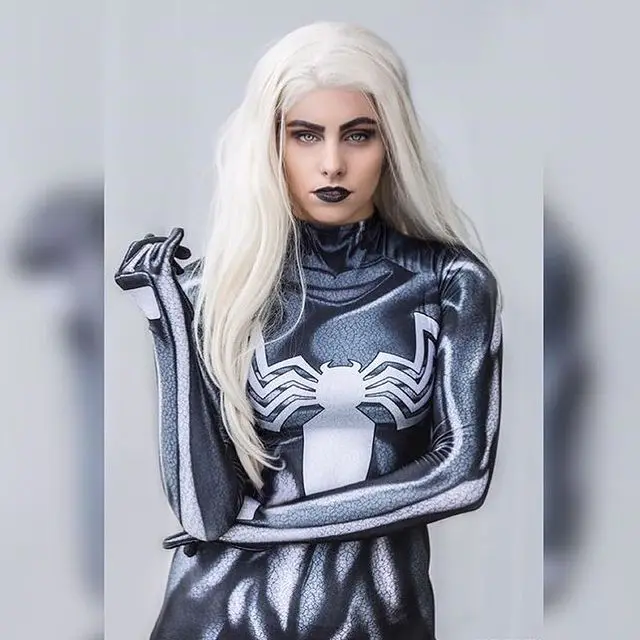 Halloween Adult Kids Black Venom Spiderman Cosplay Costume Party Female Girls Woman Superhero Zentai Bodysuit