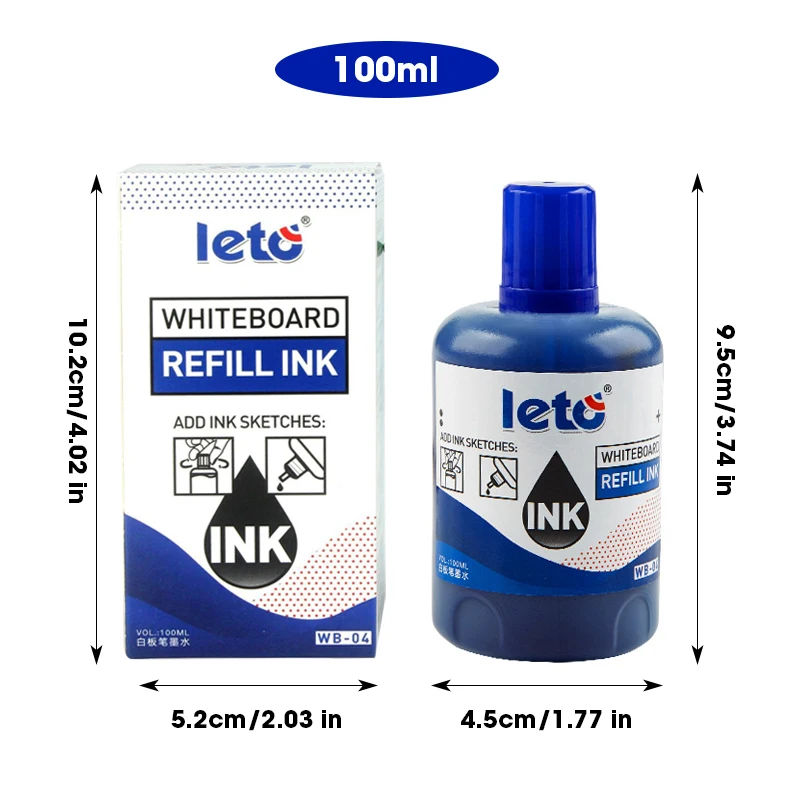 1 Box 100ml Whiteboard Marker Ink Refill Fluids Red Blue Black Green Colors Compatible with All Erasable Whiteboard Markers