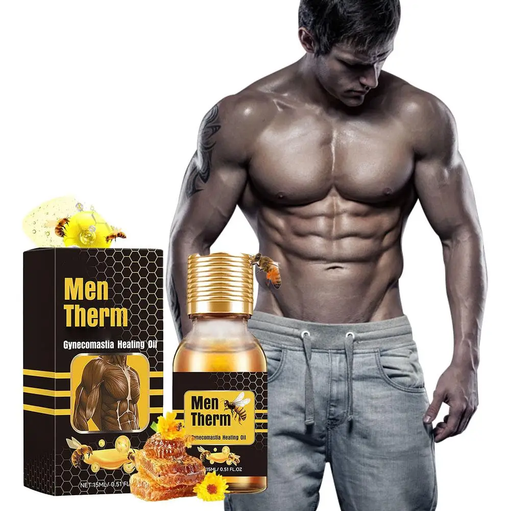 Óleo de soro para homens, massagem da pele firme da mama, Tighten Care, New Bee Gynecomastia Heating Oil, B3Q0, 15ml