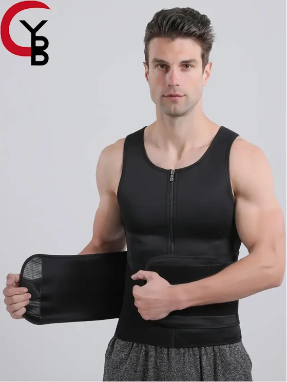 Men's Body Shaper Tops, Tummy Control Belt Slimming Fat Burning Weight Loss Bustier Belt Vest, Sleeveless Round Neck Tank Tops