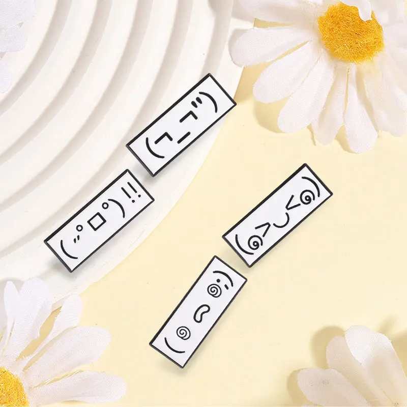 Niedliche japanische Kaomoji Emaille-Pins: Kawaii ASCII-Text-Gesichter, schüchterne, beleidigte, schockierte Stimmungs-Broschen, Anstecknadeln, Schmuckgeschenke – Detail 6