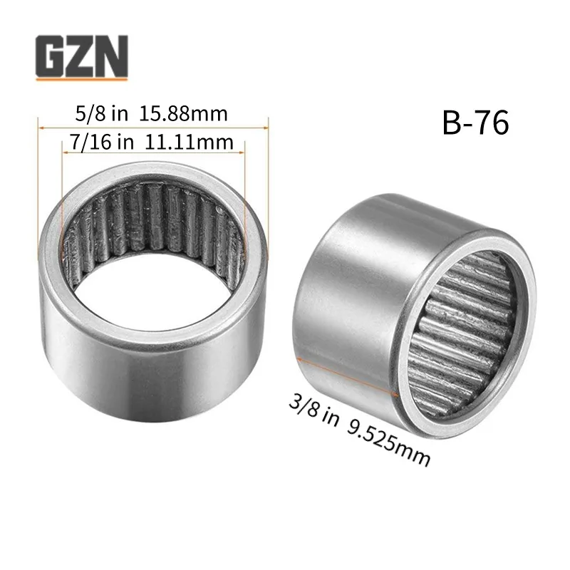 2PCS Inch Full Needle Roller Bearing B-76 B-78 B-710 BH-78 Inner Diameter 7/16 Inch 11.11 Mm Outer Diameter 5/8 Inch 15.88 Mm