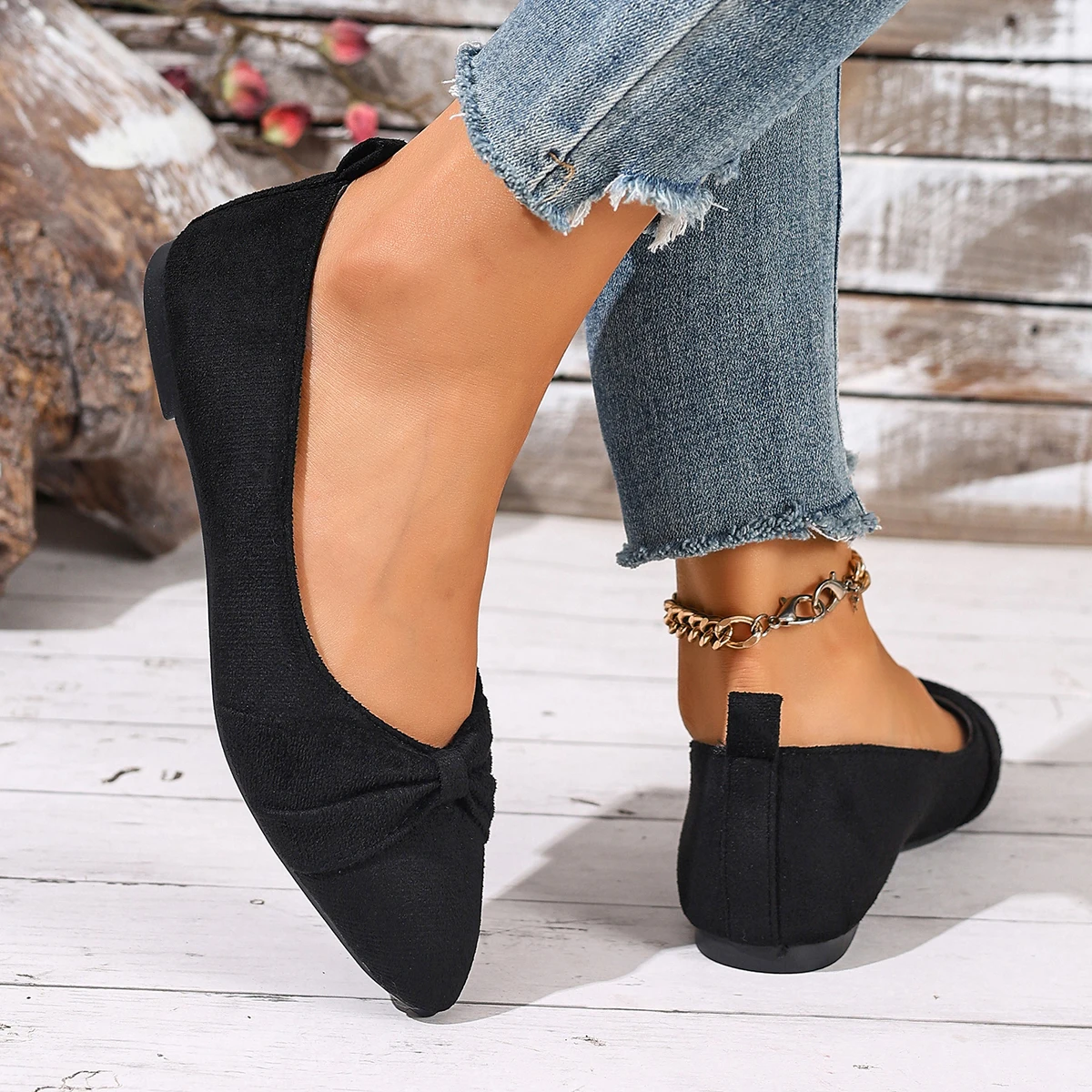 Neuer Stil, spitzer Zehenbereich, flacher Mund, atmungsaktiv, Schleifendekoration, modische und elegante, lässige, flache Schuhe für Damen, Zapatos Mujer – Detail 11