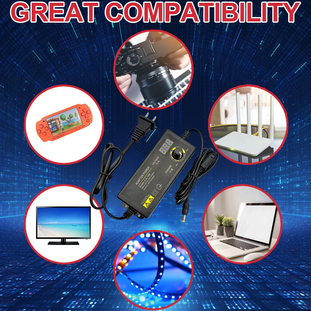 Professional Power Switching Adapter LED LCD Digital Display Screen Voltage Regulation Power Supply Adatper for Game