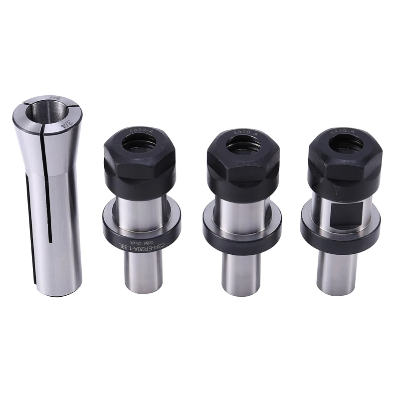 

【Popular】3 Pieces Of 3/4 ER20 1.38 Chuck Chuck + 1Pc R8 Chuck 3/4, With Flat TTS System Kit, Tool Holder