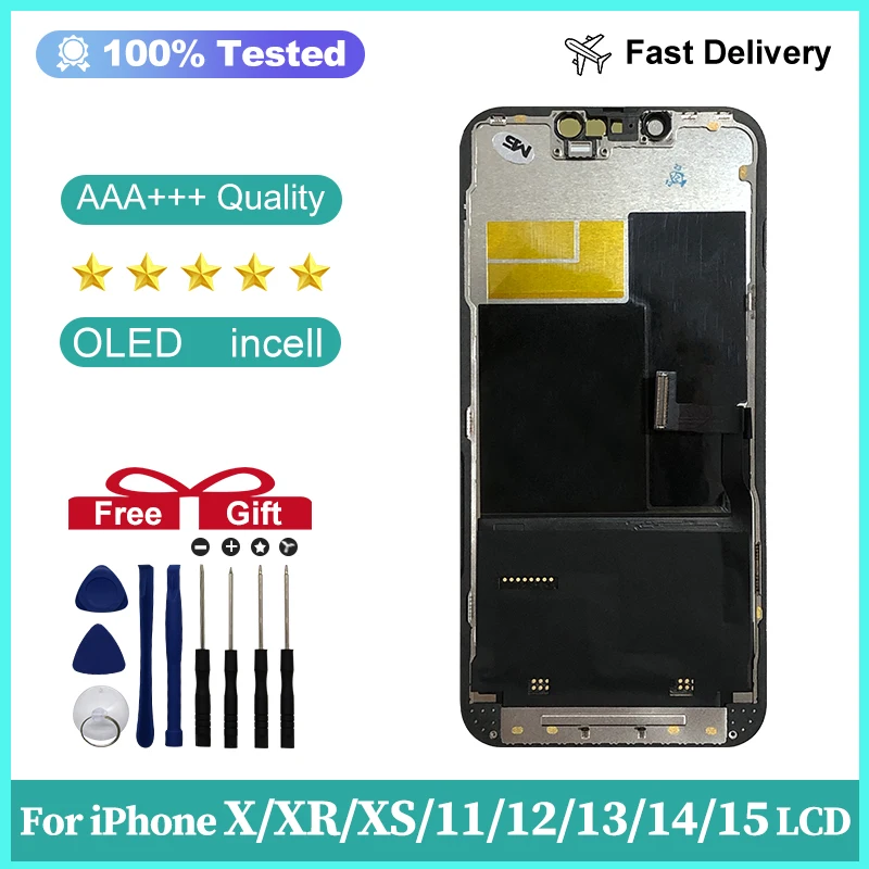 OLED For iPhone X XR XS Max Display INCELL Screen For iPhone 11 12 Pro Max 13 14 LCD Display Touch Screen 14 Plus 15 13 Mini