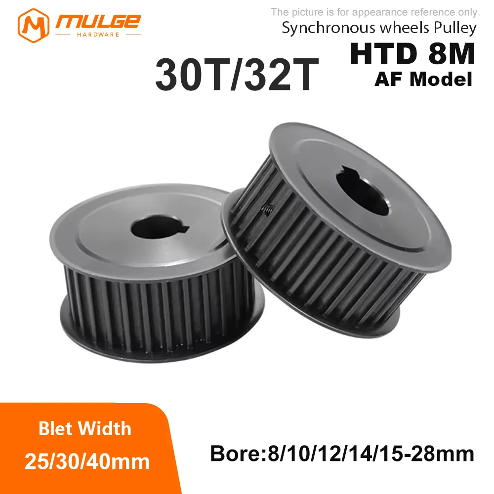 

30Teeth 32Teeth HTD 8M Steel Timing Pulley AF type HTD 8M 30T 32T Synchronous Wheel for Belt Width 25/30/40mm Bore 8-28mm