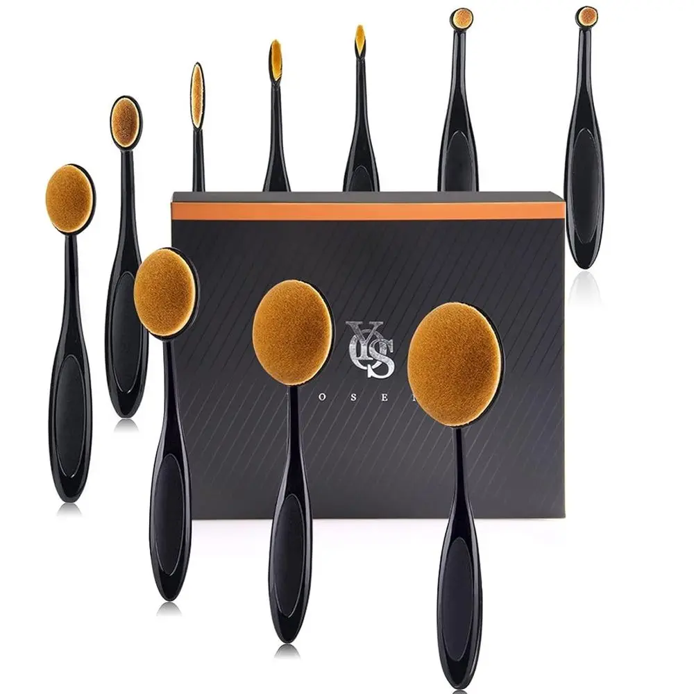 

10-Piece Oval Makeup Brush Set: Professional Foundation, Contour, Concealer, Eyeliner, and Blending Tools for Women - Ideal Gift