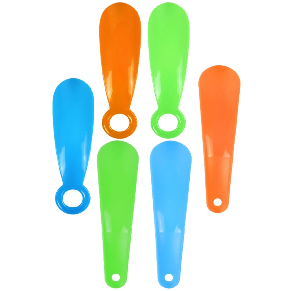 

6pcs Plastic Horn Travel Horn For Men Women Smooth Edge Long Handle Shoe Helper Tool For Seniors Lazy Shoe Assistant