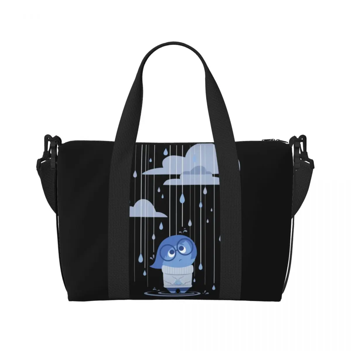 Custom Inside Out Sadness Downpour Grocery Shopping Tote Bags Women Big Capacity Beach Gym Travel Bags