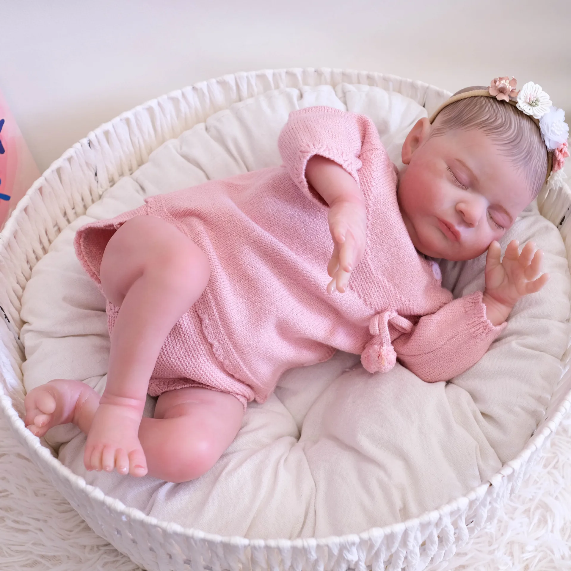 Reborn Baby Dolls With Their Eyes Closed Already Painted Newborn Sleeping Doll Soft Vinyl 3D Skin Tone Visible Veins Girls Gift