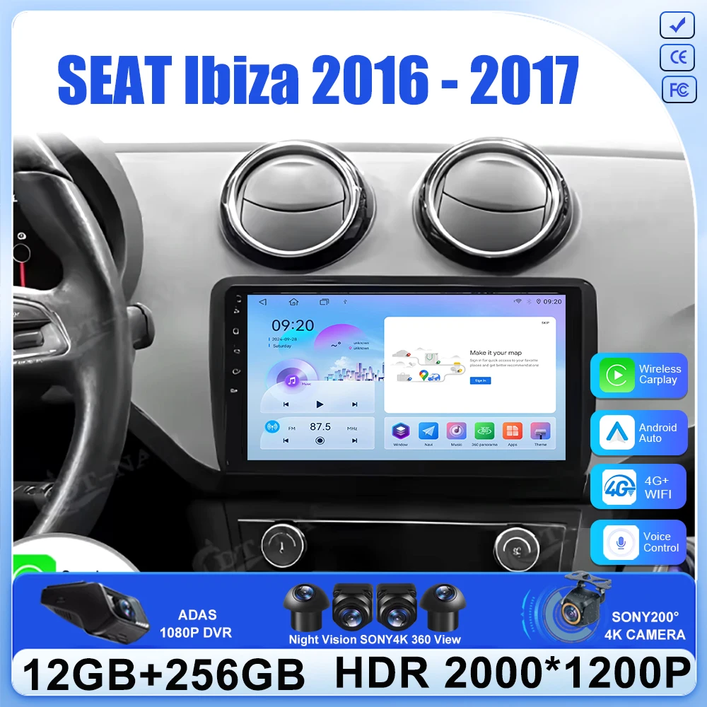 Android CAR For SEAT Ibiza 2016 - 2017 Carplay Multimedia Video Auto GPS Navigation Player Stereo BT Head Unit High-performance