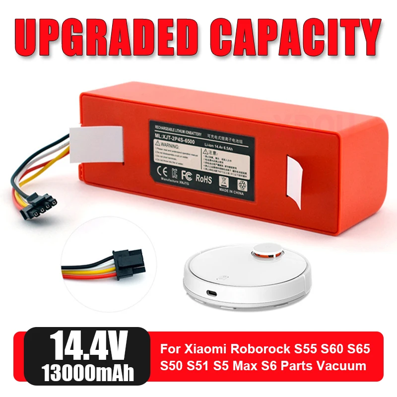

14,4 В BRR 2P4S 5200D Сменный новый аккумулятор для XIAOMI 1ST 1S Roborock SDJQR01RR Робот-пылесос для подметания и мытья полов 13000 мАч