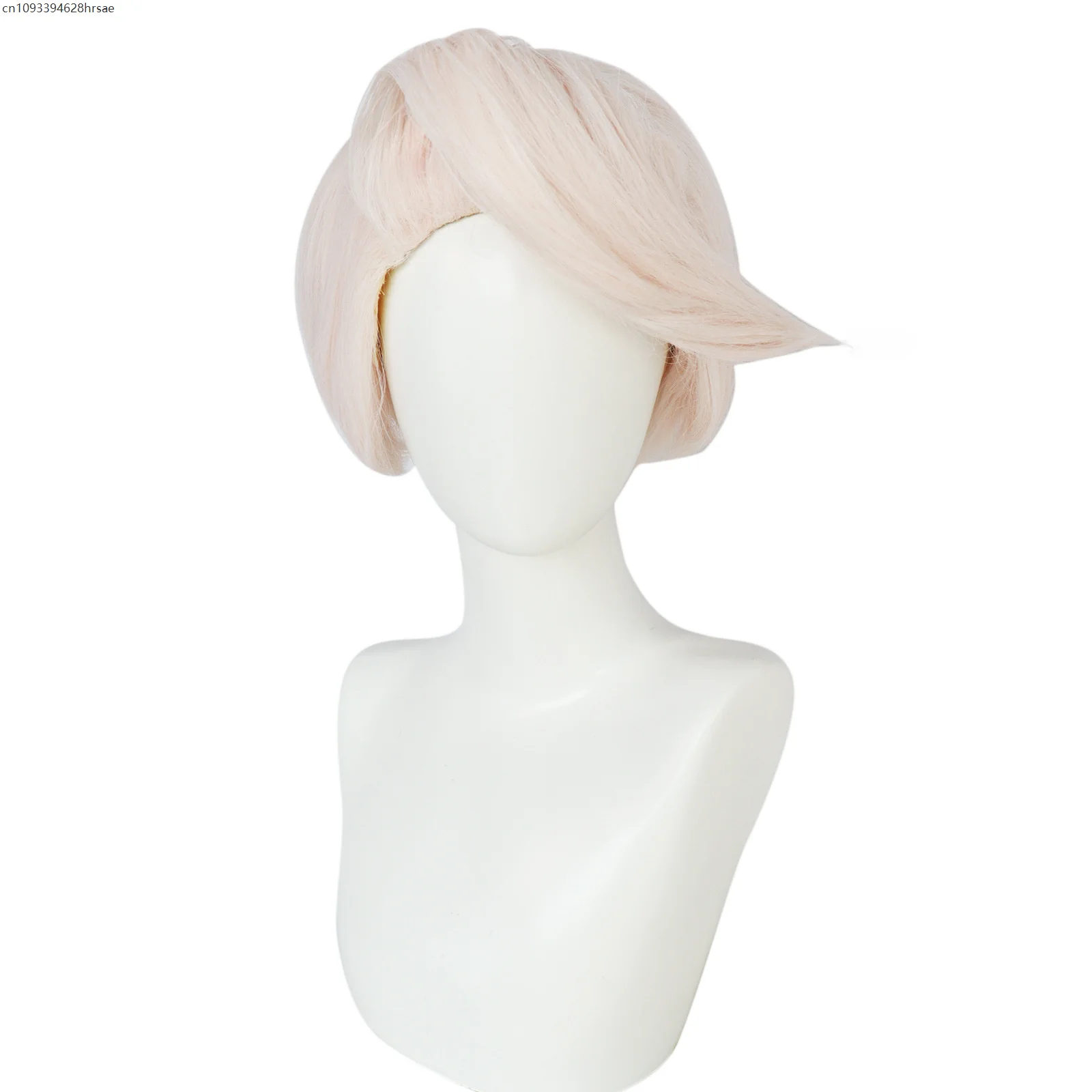 อะนิเมะคอสเพลย์วิกผมสั้นสีชมพูสังเคราะห์ทนความร้อนผมฮาโลวีนเล่นบทบาท Carnival เครื่องแต่งกาย Props