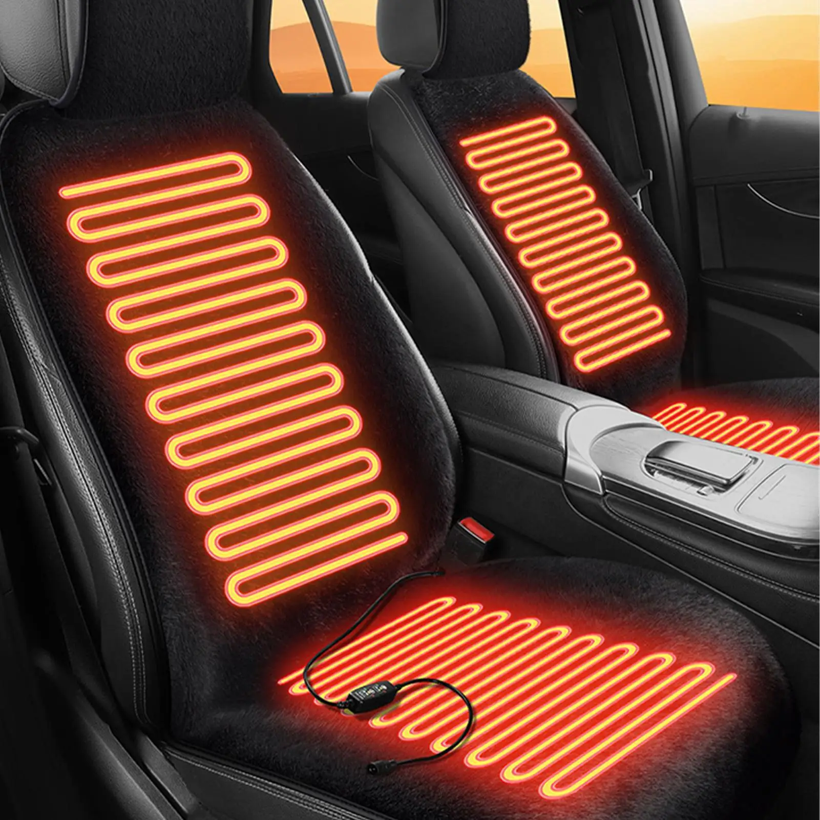 Car Heated Seat Cushion Electric Car Seat Heating Plush pad Driver Temperature Control Warming Device For Cold Weather