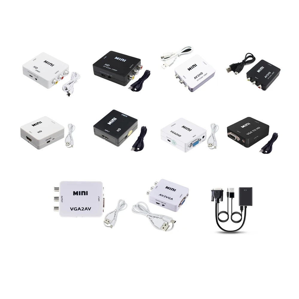 10set High Quality Converter And Converter Cable HD To AV / Av To HD / HD To VGA / VGA To HD / VGA To AV / AV To VGA / VGA To HD