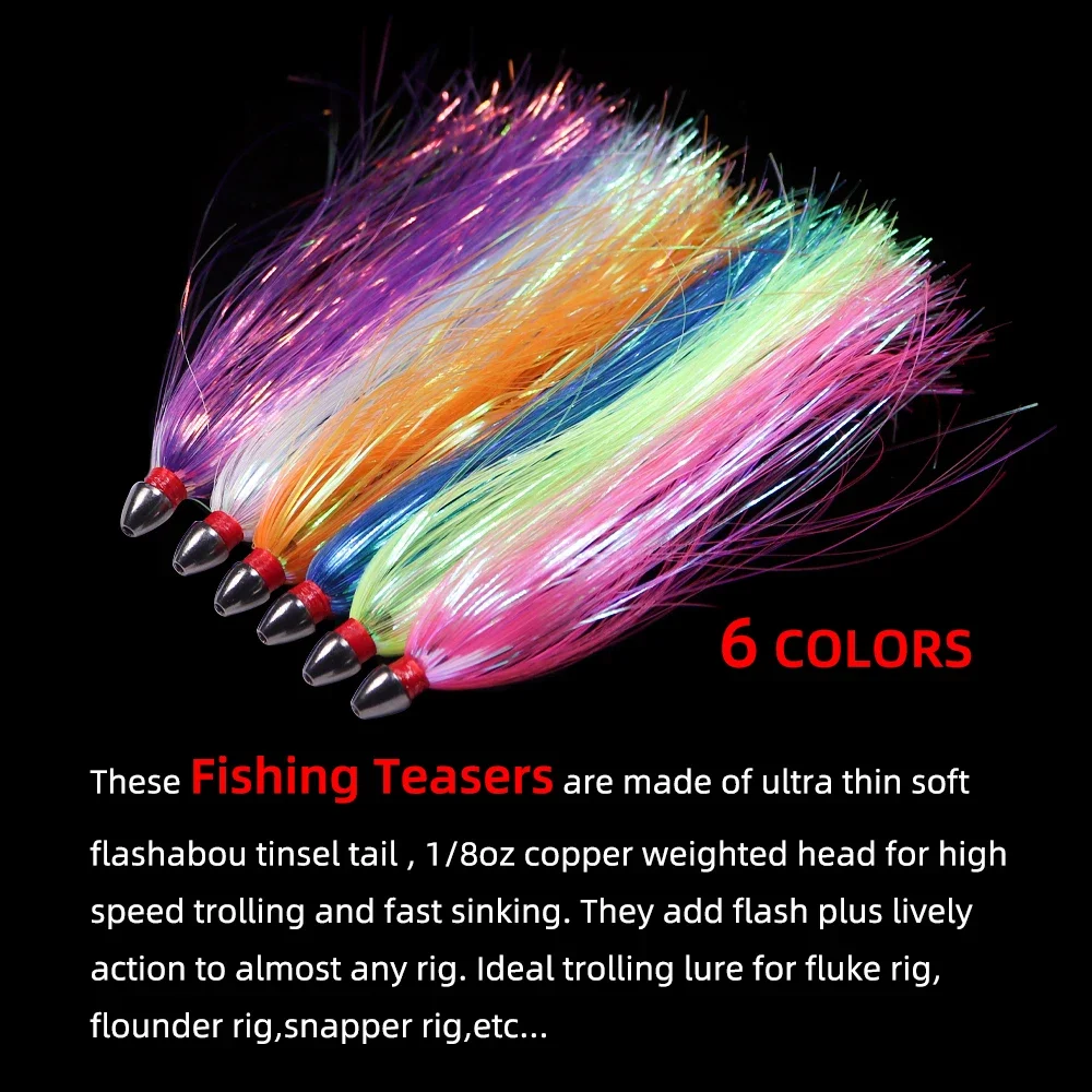 3er-Set/6er-Set 13cm/4,5g Mylar Flash Teaser mit beschwerte Taille und Mylar-Skirt – Salzwasser-Schleppköder für Seebarsch, Mahi-Mahi, Wahoo – Detail 3