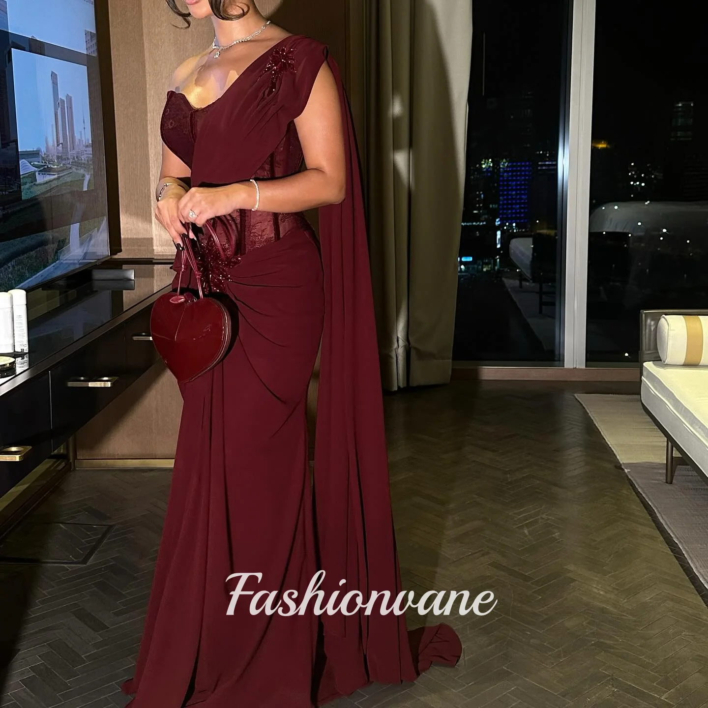 Luxury Evening Dress One Shoulder Sequins Beaded Prom Dresses Saudi Arabia Women's Formal Request Party Wedding Dress Customized