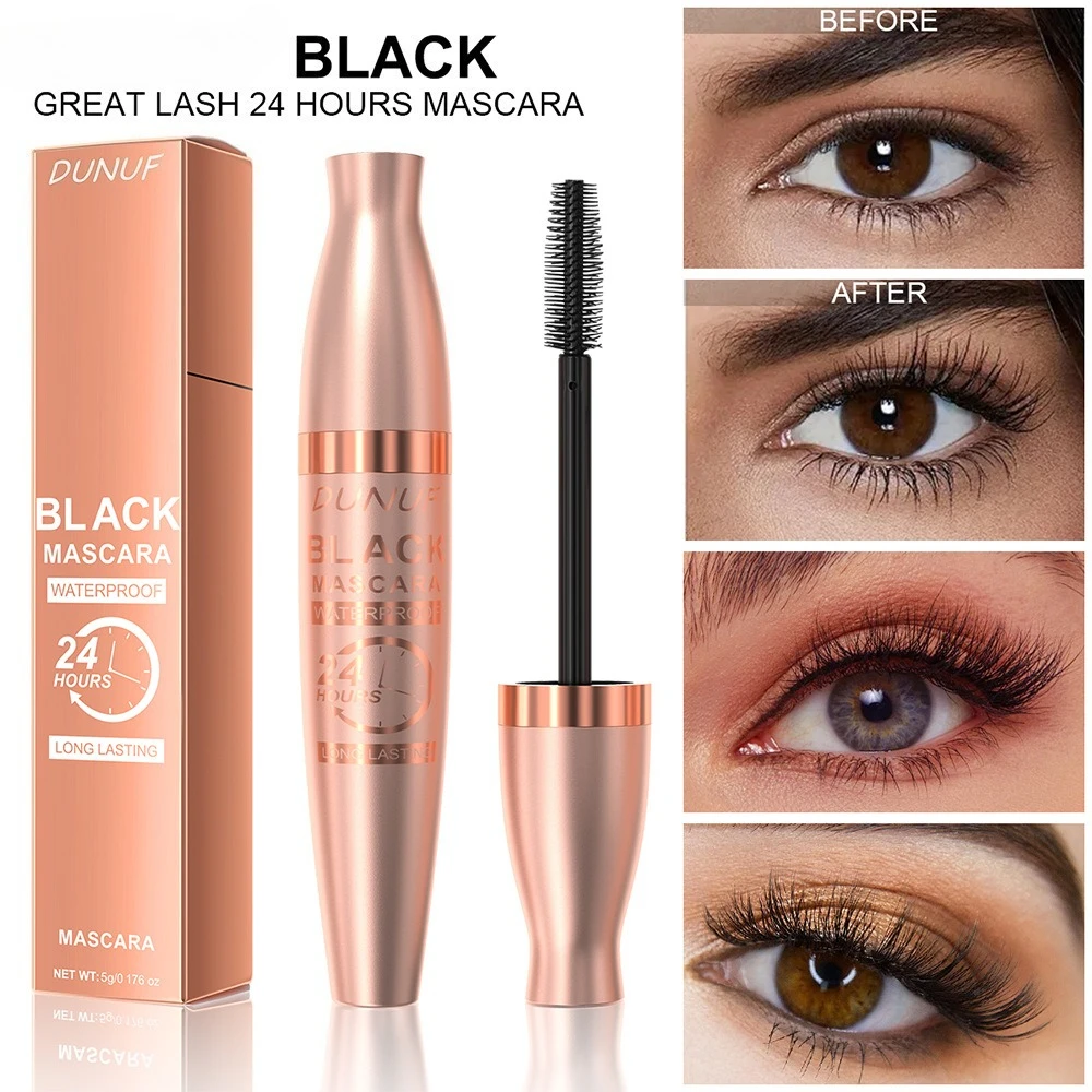 Mascara noir 24H, imperméable, résistant aux taches, volumateur, allongeant, effet bouclé, tenue toute la journée pour les yeux sensibles, look quotidien