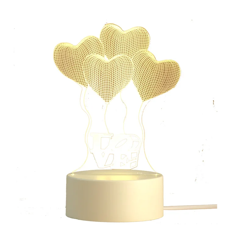 Romantic Love 3D Acrylic Led Lamp for Home Children's Night Light Table Lamp Birthday Party Decor Valentine's Day Bedside Lamp