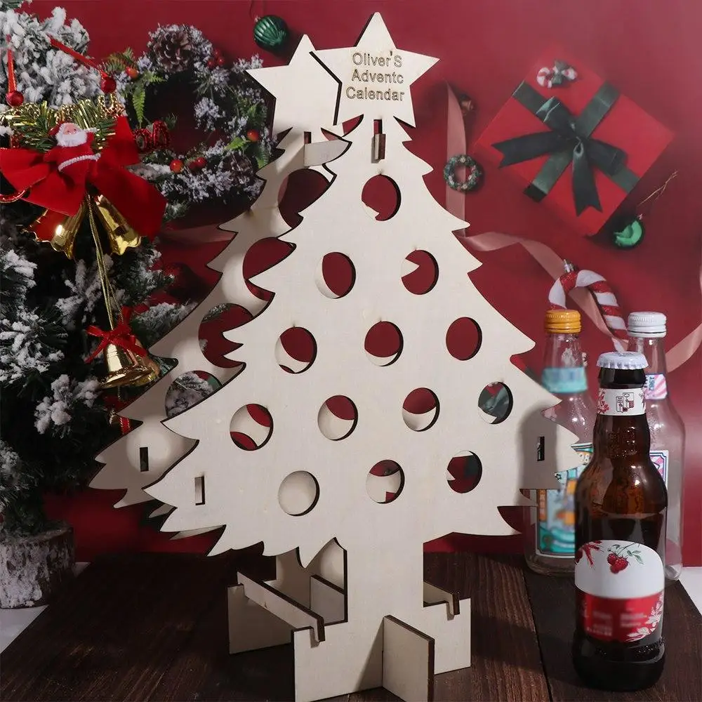 12-Flaschen-Weihnachts-Weinregal aus Holz, großes Fassungsvermögen, lustiger Weinflaschenständer, tragbar, dekorativ, Wein-Adventskalender, Whiskey
