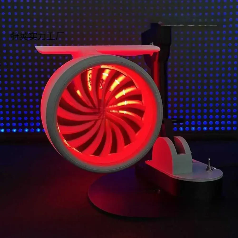 Creative Desktop Fan Engine Model Adjustable Speed Push Rod USB With Humidifying Spray And Red-Light Tail Flame