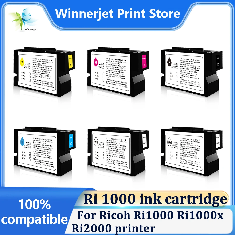 Winnerjet For Ricoh Ri1000 Ri1000x Ri2000 printer 200ml Ri1000 Ri2000 ink cartridge With DTG ink With chip