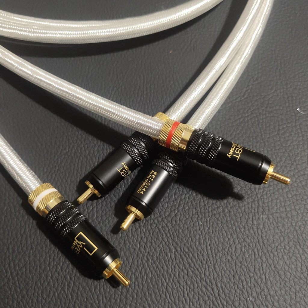 High Quality QED High-purity OCC silver-plated conductor Audiophile RCA Interconnect Cable with WBT 0144 RCA Plug Audio line