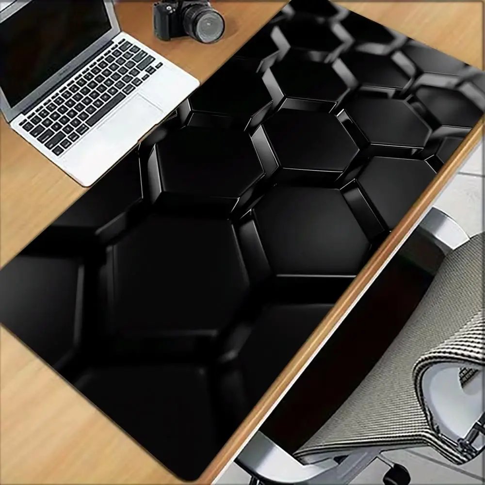 Black Hexagon Honeycomb Large Gaming Mouse Pad Non-Slip Rubber Base Extended Computer Desk Mat Cool Mousepads Esports Desk Pad