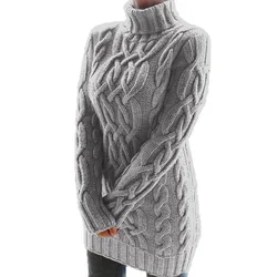 Women's New Spliced High-neck Thickened Two Lapels Vintage Thick Thread Fried Dough Twists Solid Minimalist Casual Dresses